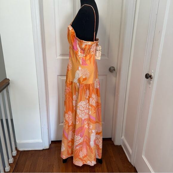 Farm Rio x Anthropologie Linen Blend Strapless Drop-Waist Maxi Dress - Picture 8 of 12